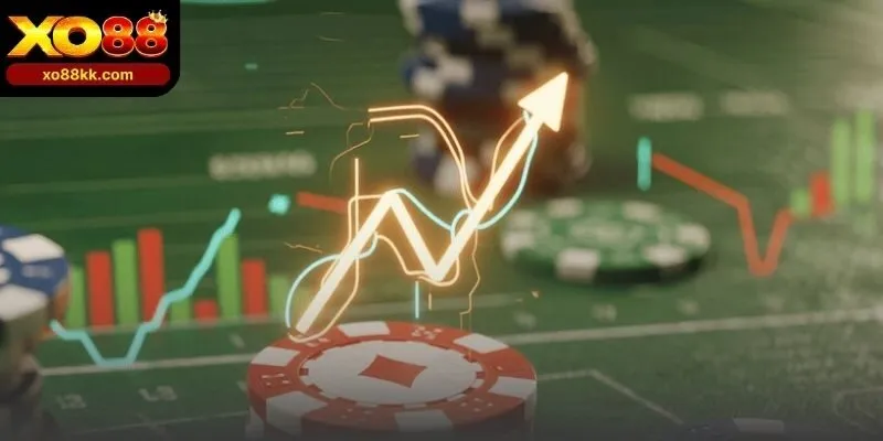 Bàn baccarat casino tại XO88 hiển thị rõ cửa Player, Banker, Tie và điểm số sau từng lượt chia bài.